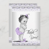 Lila Lavender Gray Baby Dusche Vielen Dank Dankeskarte (Vorne/Hinten)