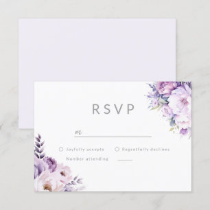 Lila Lavender Haze Floral Wedding RSVP Karte