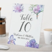 Lila Lavender Hydrangeas Hochzeitsfeier Tischnumme Sockelschild (In Situ)