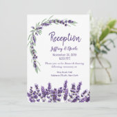 Lila Lavender Lilac Blume Hochzeitsempfang Einladung (Stehend Vorderseite)
