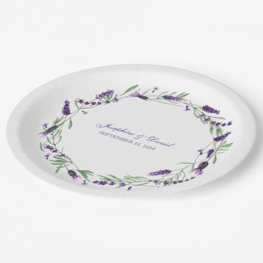 Lila Lavender Lilac Blume Hochzeitsessen Pappteller (Schrägansicht)