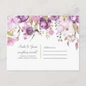 Lila Lavender Lilac Floral Wedding Save the Date Ankündigungspostkarte (Rückseite)