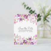 Lila Lavender Lilac Floral Wedding Save the Date Ankündigungspostkarte (Stehend Vorderseite)