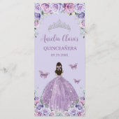 Lila Lavender Lilac Rose Floral Quinceñera Menü Programm (Rückseite)