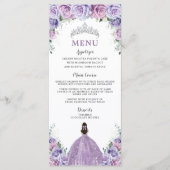Lila Lavender Lilac Rose Floral Quinceñera Menü Programm (Vorderseite)