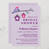 Lila Lavender Love Birds Polka Dots Einladung (Vorne/Hinten)