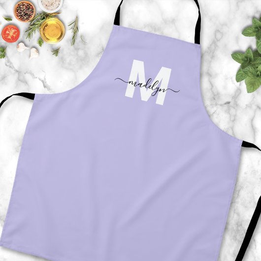 Lila Lavender Minimalistische Eleganmonogramm Schürze