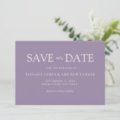 Lila Lavender Modern Simple Wedding Save The Date (Stehend Vorderseite)