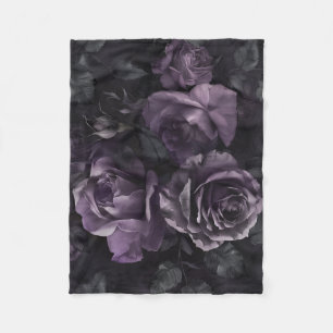 Lila Lavender Moody Rose Floral Goth Fleecedecke