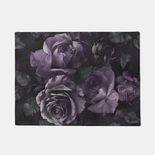 Lila Lavender Moody Rose Floral Goth Fußmatte (Vorderseite)
