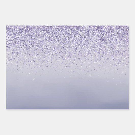 Lila Lavender Ombre Glitzer Sparkasse Geschenkpapier Set (Vorderseite 3)