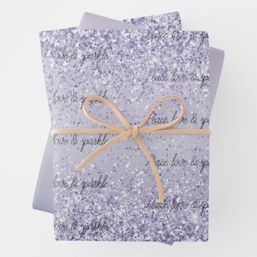 Lila Lavender Ombre Glitzer Sparkasse Geschenkpapier Set (Beispiel)