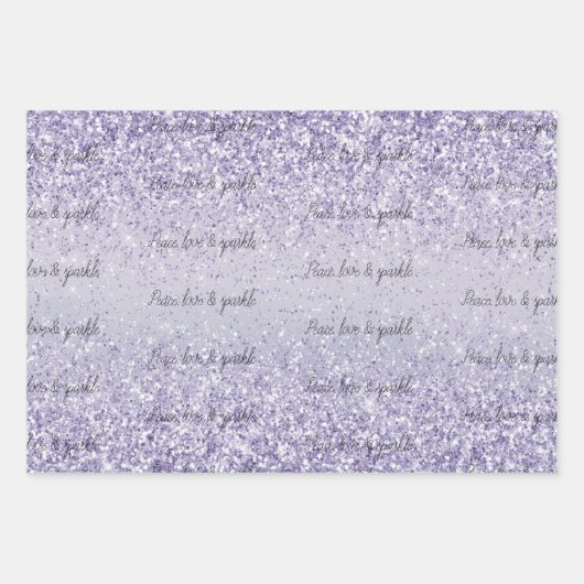 Lila Lavender Ombre Glitzer Sparkasse Geschenkpapier Set (Vorderseite)