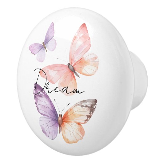 Lila Lavender Peach Butterflies Dream Keramikknauf (Rechts)