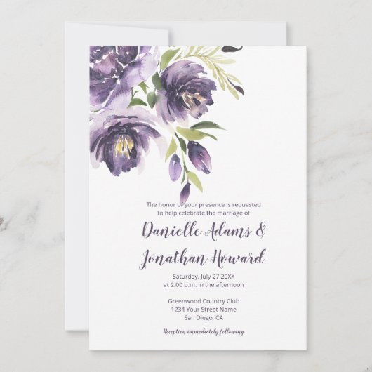 Lila Lavender Peonies Grüne Hochzeit Einladung (Vorderseite)