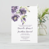 Lila Lavender Peonies Grüne Hochzeit Einladung (Stehend Vorderseite)