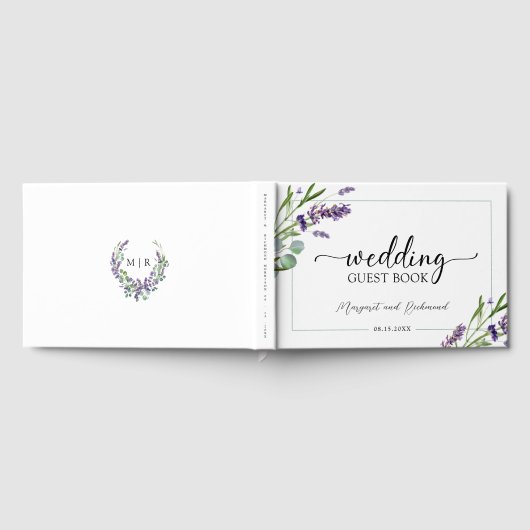 Lila Lavender Rustic Floral Wedding Gästebuch (Voll)