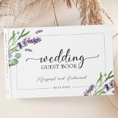 Lila Lavender Rustic Floral Wedding Gästebuch