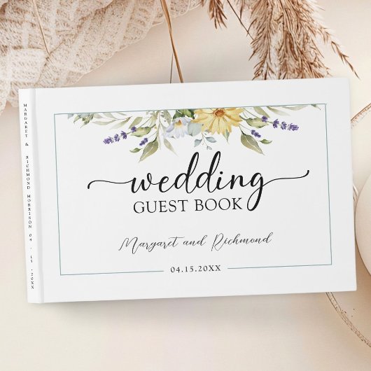 Lila Lavender Rustic Floral Wedding Gästebuch