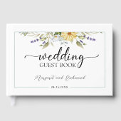 Lila Lavender Rustic Floral Wedding Gästebuch (Vorderseite)