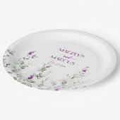 Lila Lavender Stems Grüne Hochzeitsempfang Pappteller (Schrägansicht)