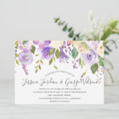 Lila Lavender Watercolor Blume Hochzeit einladen Einladung (Stehend Vorderseite)