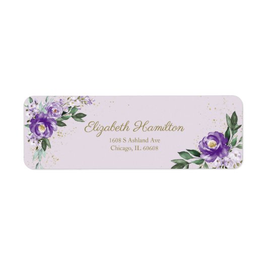 Lila Lavender Watercolor Flora Bouquet Elegante (Vorne)