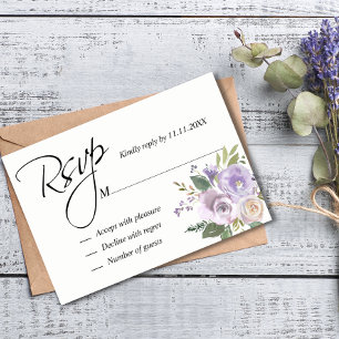 Lila Lavender Watercolor Floral UAWG Wedding RSVP Karte