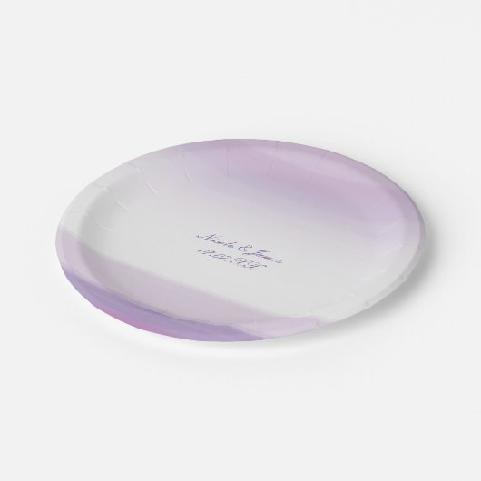 Lila Lavender Watercolor Hochzeitsfeier Teller (Schrägansicht)