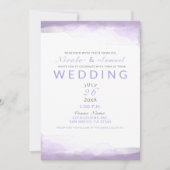 Lila Lavender Watercolor Moderne schicke Hochzeit Einladung (Vorderseite)