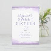 Lila Lavender Watercolor Moderner Chic Sweet 16 Einladung (Stehend Vorderseite)