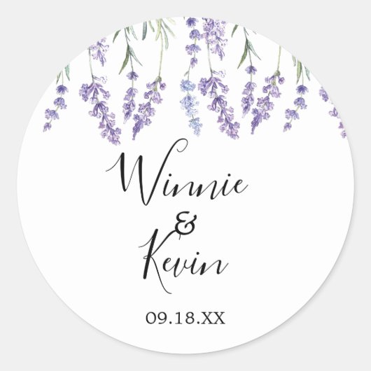 Lila, Lavender Wedding Stickers (Vorderseite)