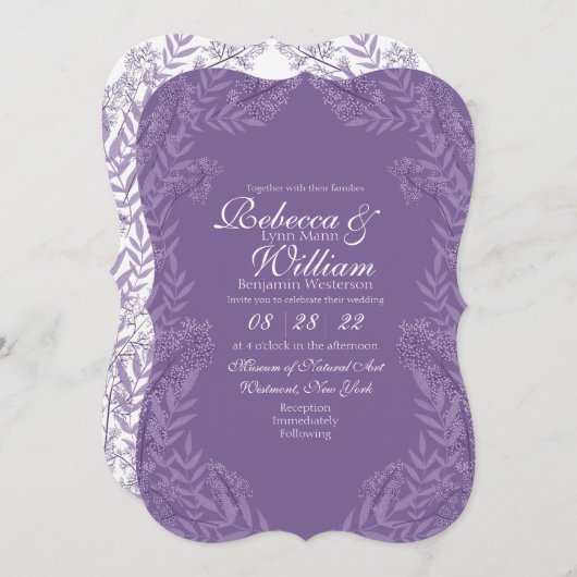 Lila Lavender Wedding Vintag botanisch Einladung (Vorne/Hinten)