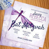 Lila, Lavender Whimsical Dragonfly Bat Mitzvah Einladung