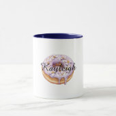 Lila Lavender White Floral Donut Tasse (Zentrum)