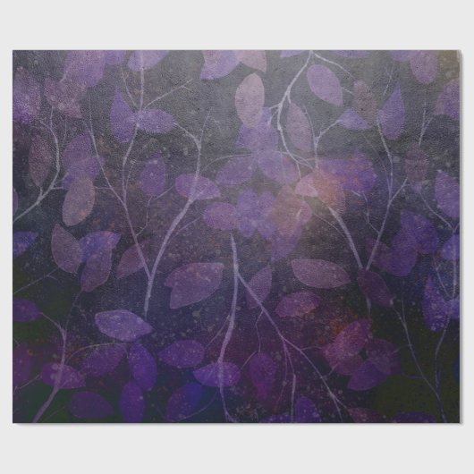 Lila Leaf auf schwarz Geschenkpapier (Flach)