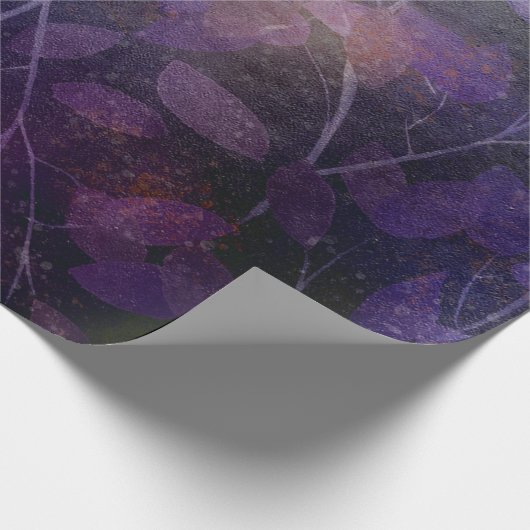Lila Leaf auf schwarz Geschenkpapier (Ecke)