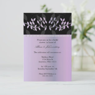 Lila Leaf Border Bridal Dusche Einladung