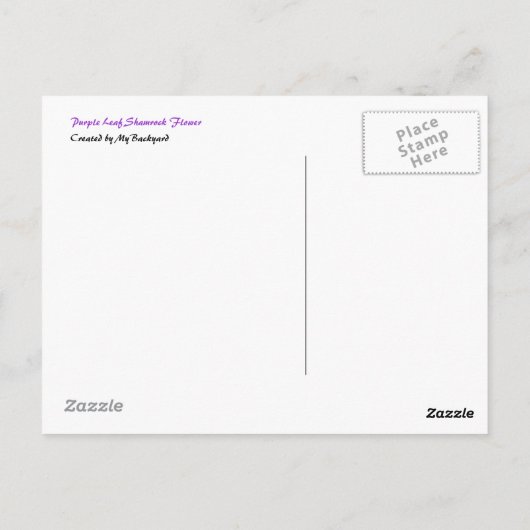 Lila Leaf Kleeblatt Blume Postkarte (Rückseite)
