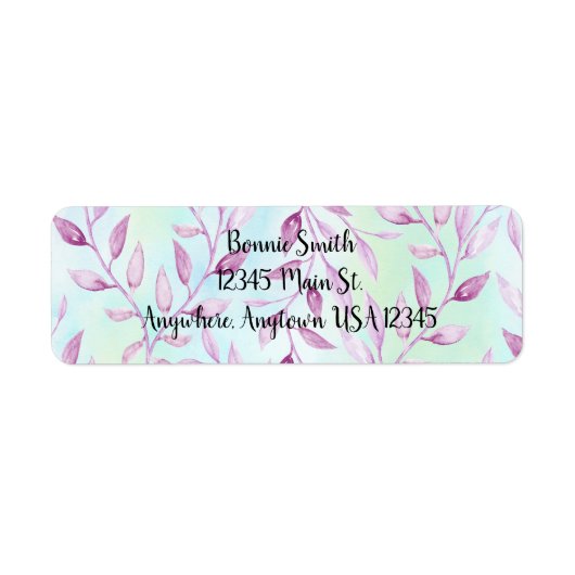 Lila Leaf-Label für Aquarellweine (Vorne)