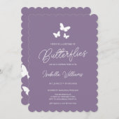 Lila Leben im Brautparty der Schmetterlinge Einladung (Vorne/Hinten)