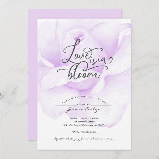 Lila Leben in Blüte, Brautdusche Einladung (Vorne/Hinten)