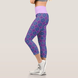 Lila, lebendiger, blauer Lilac Diamond-Mustersport Capri Leggings