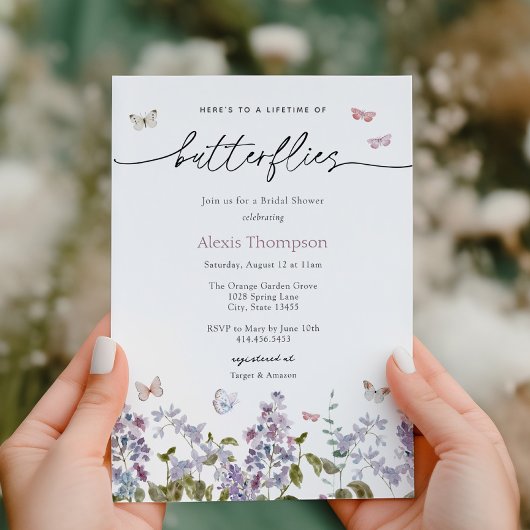 Lila Lebensdauer des Brautparty der Schmetterlinge Einladung