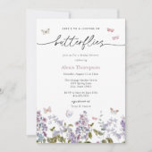 Lila Lebensdauer des Brautparty der Schmetterlinge Einladung (Vorderseite)