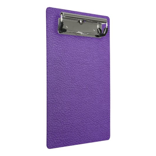 Lila Leder Mini Klemmbrett (Schrägansicht)