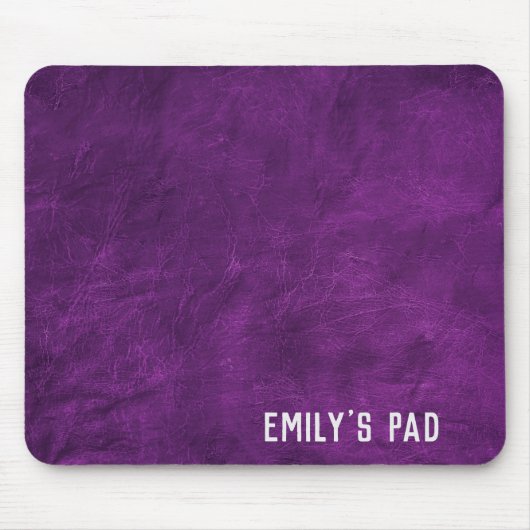 Lila Leder mit Silbername Mousepad (Vorne)