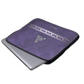 Lila Leder mit silbernem keltischem Laptopschutzhülle (Vorne Knopf)