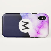 lila Ledermarmor mit Monogramm Case-Mate iPhone Hülle (Rückseite (Horizontal))