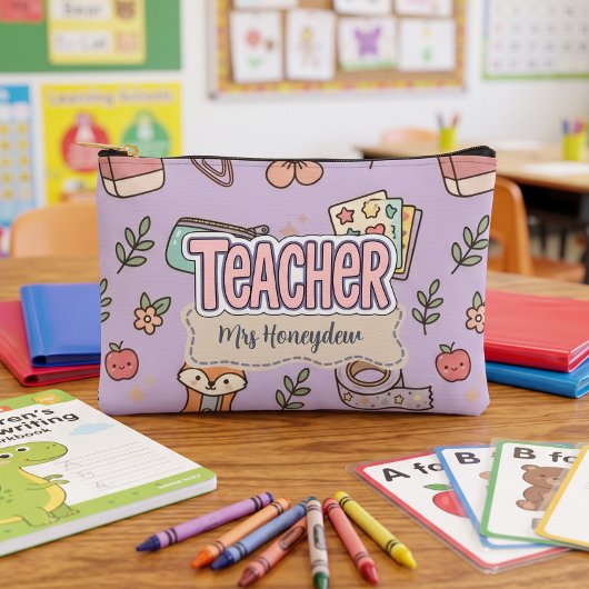 Lila Lehrer Dankeschön Schulmaterial Zubehörtasche